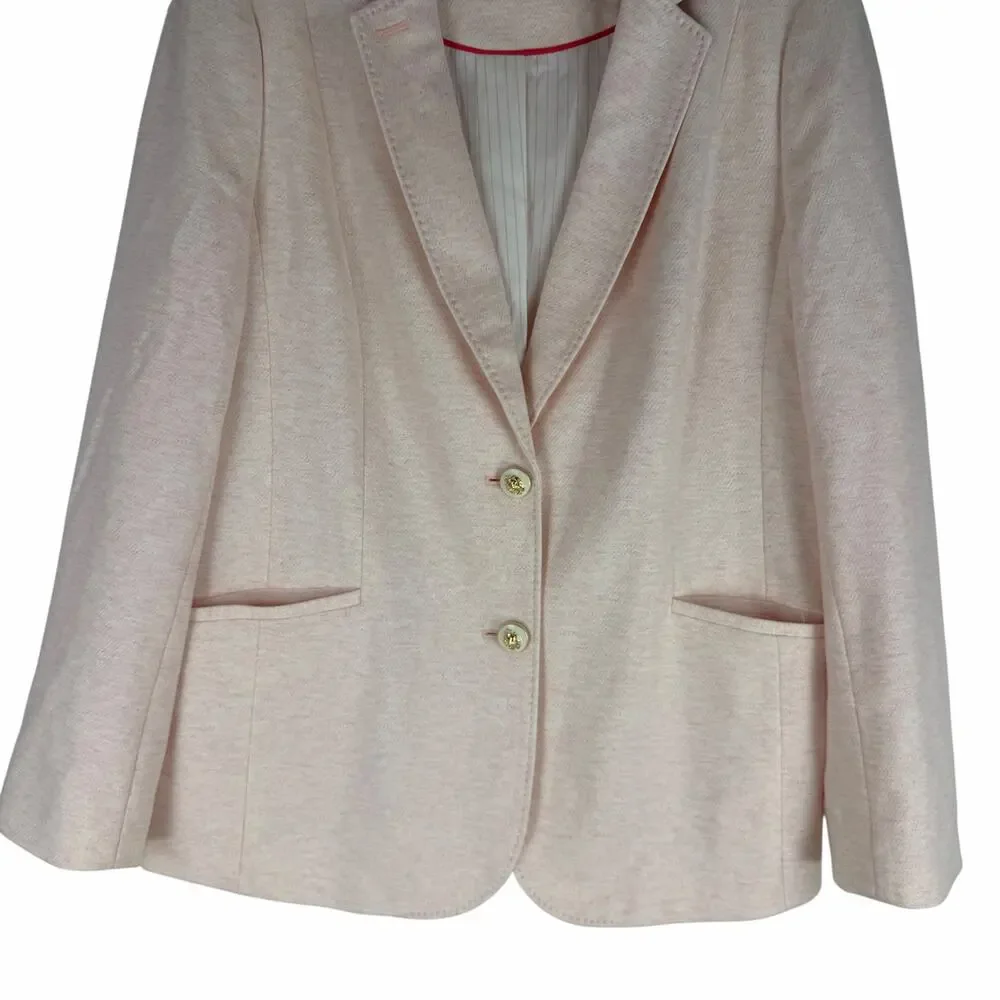 Talbots Easy Knit 2 Buttons Cotton Blend Blazer Jacket Light Pink Size 16